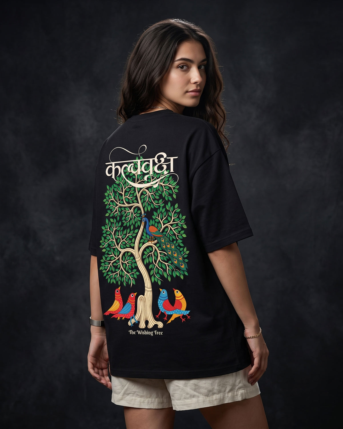 KALPAVRUKSHA Premium Colection black graphik print oversized t-shirt