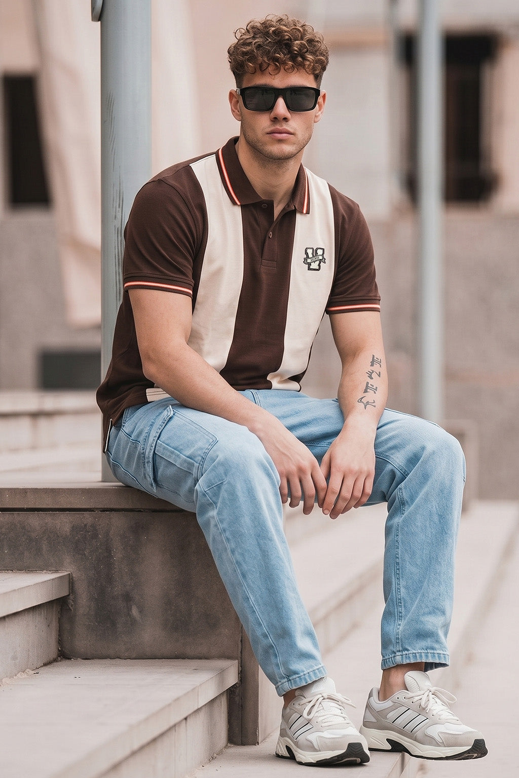 Chocolate Swanwhite Colorblock Regular Fit Exclusive Pique Lycra Polo T-Shirt