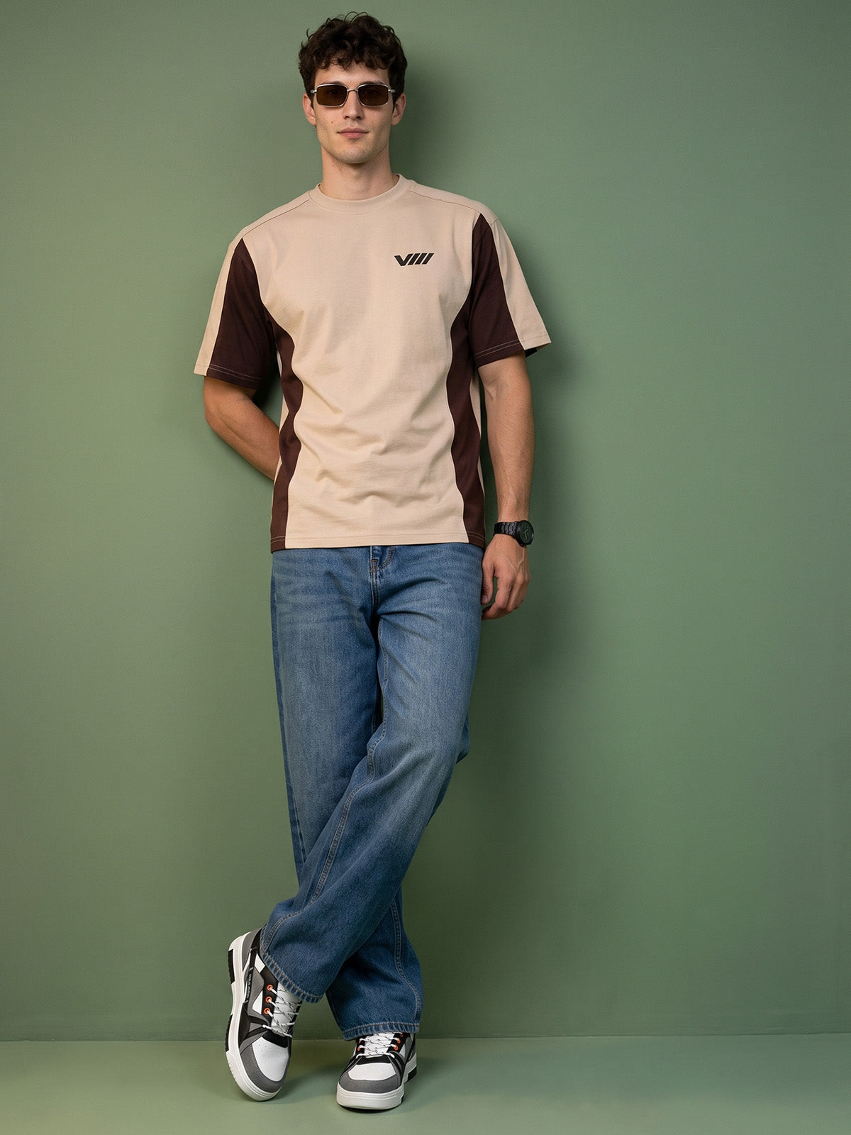 Mocha Drift Beige Oversized Graphic Printed T-shirt