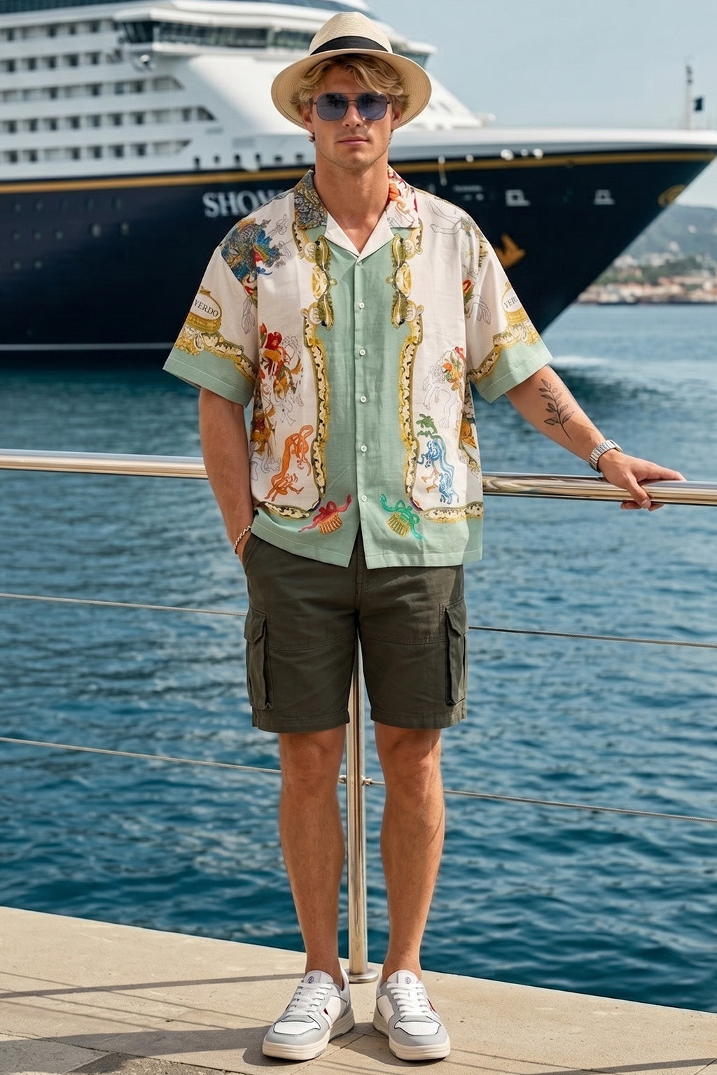 Royal Riviera Swanwhite All Over Print Oversized Exclusive Shirt