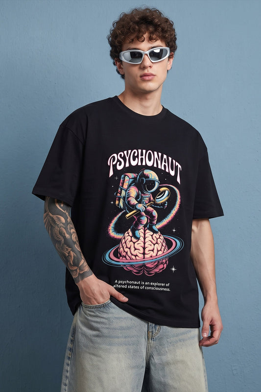 psychonaut astro black graphic print oversized tshirt