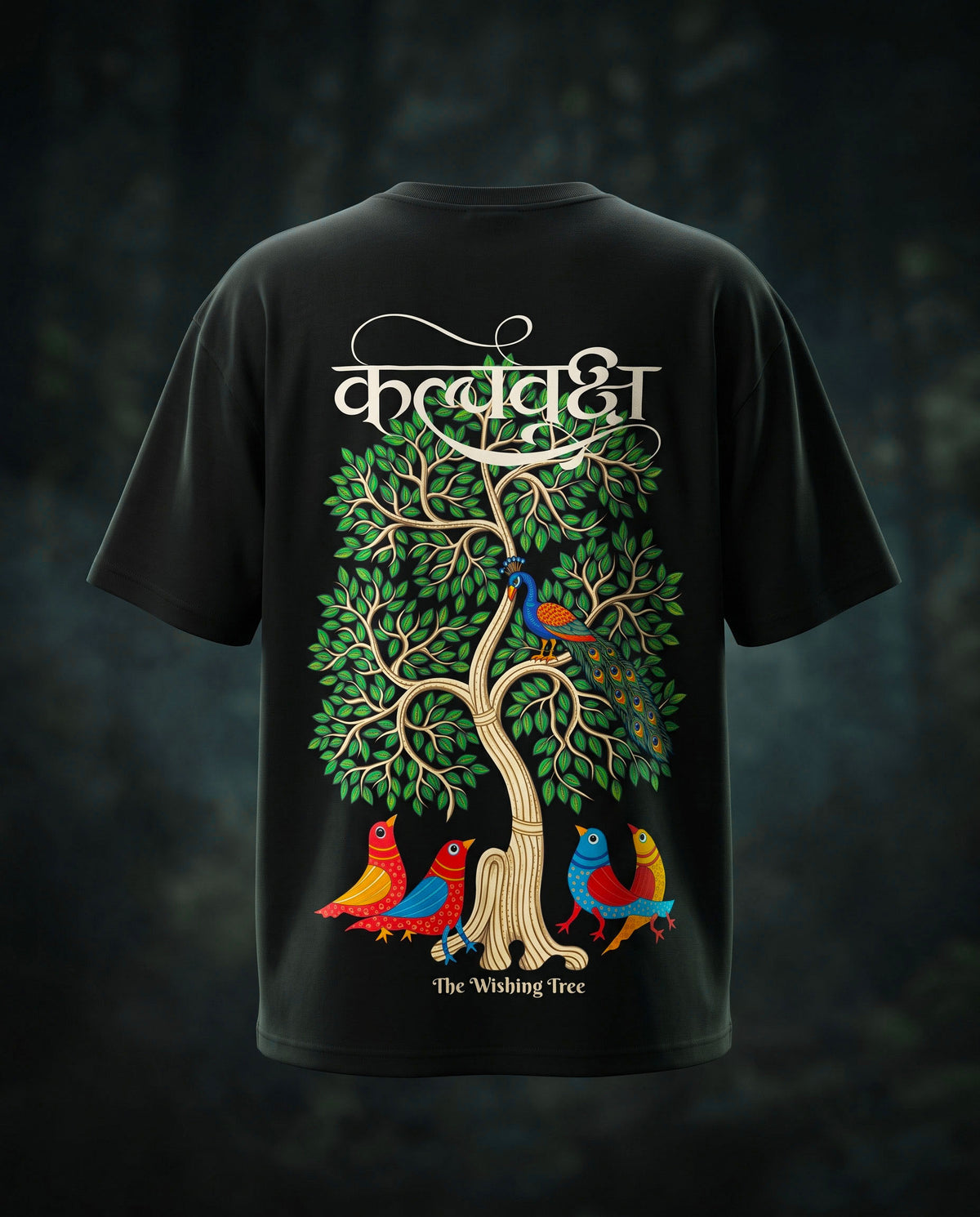 KALPAVRUKSHA Premium Colection black graphik print oversized t-shirt