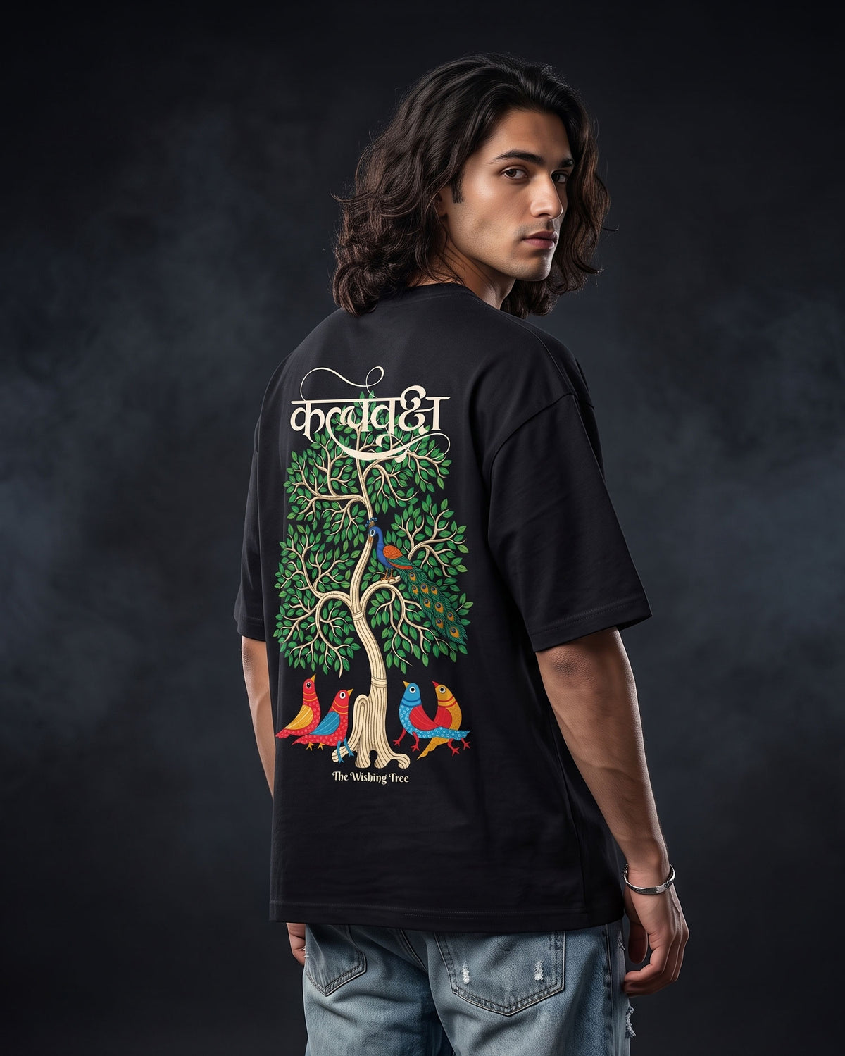 KALPAVRUKSHA Premium Colection black graphik print oversized t-shirt