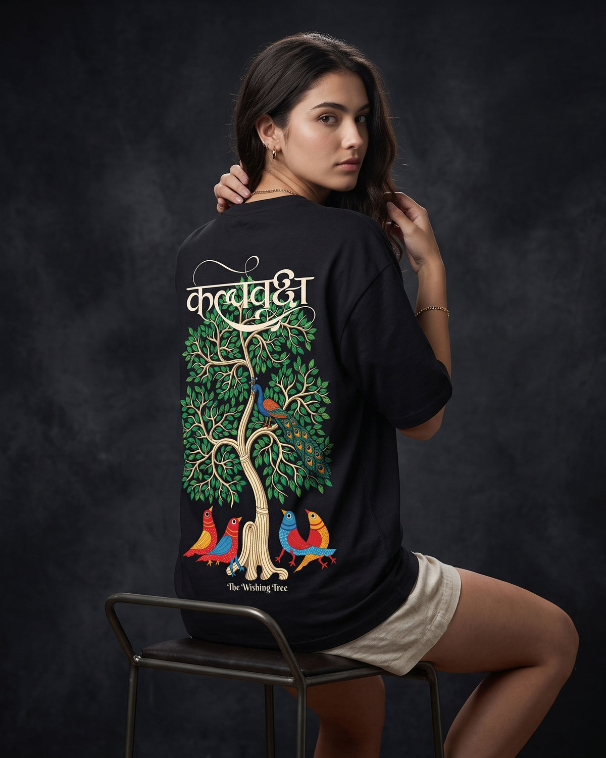 KALPAVRUKSHA Premium Colection black graphik print oversized t-shirt
