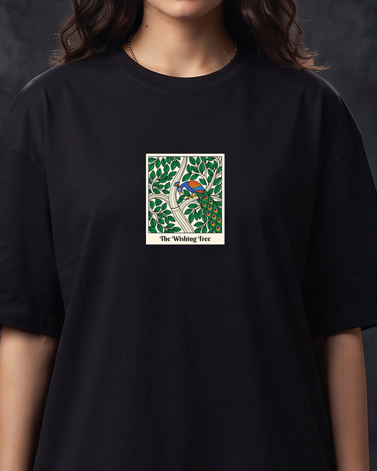 KALPAVRUKSHA Premium Colection black graphik print oversized t-shirt