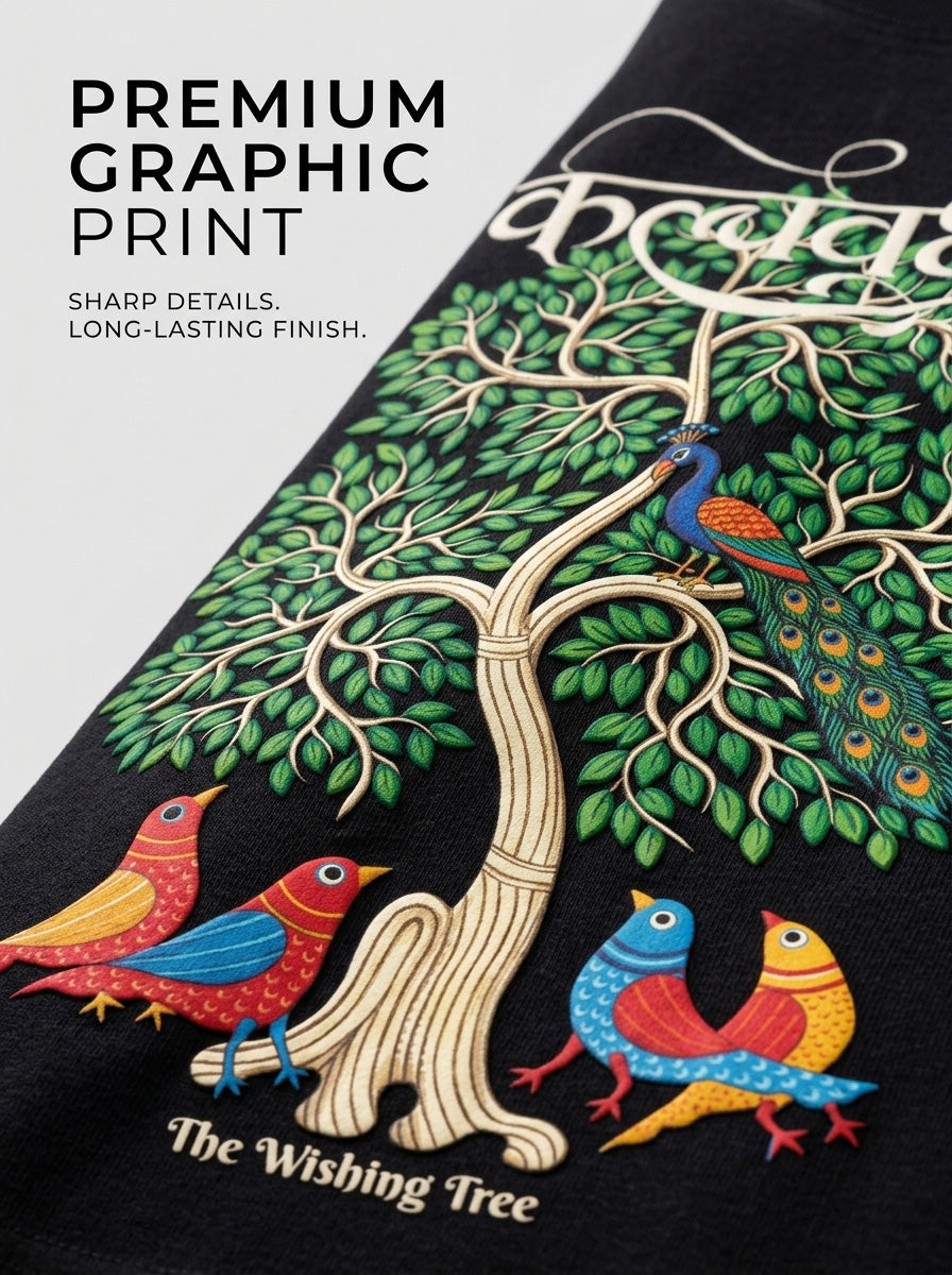 KALPAVRUKSHA Premium Colection black graphik print oversized t-shirt