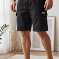 Veirdo Black Minimal Cargo Shorts with Drawstring