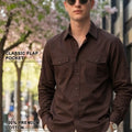 Chocolate Plain Relaxed Fit Full Sleeve Dual Pocket Utility Exclusive Shirt