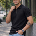 Black Plain Fortec Exclusive Zipper Polo T-Shirt