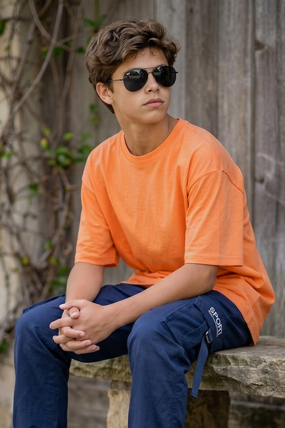 Muskmelon Solid Oversized Boys T-shirt