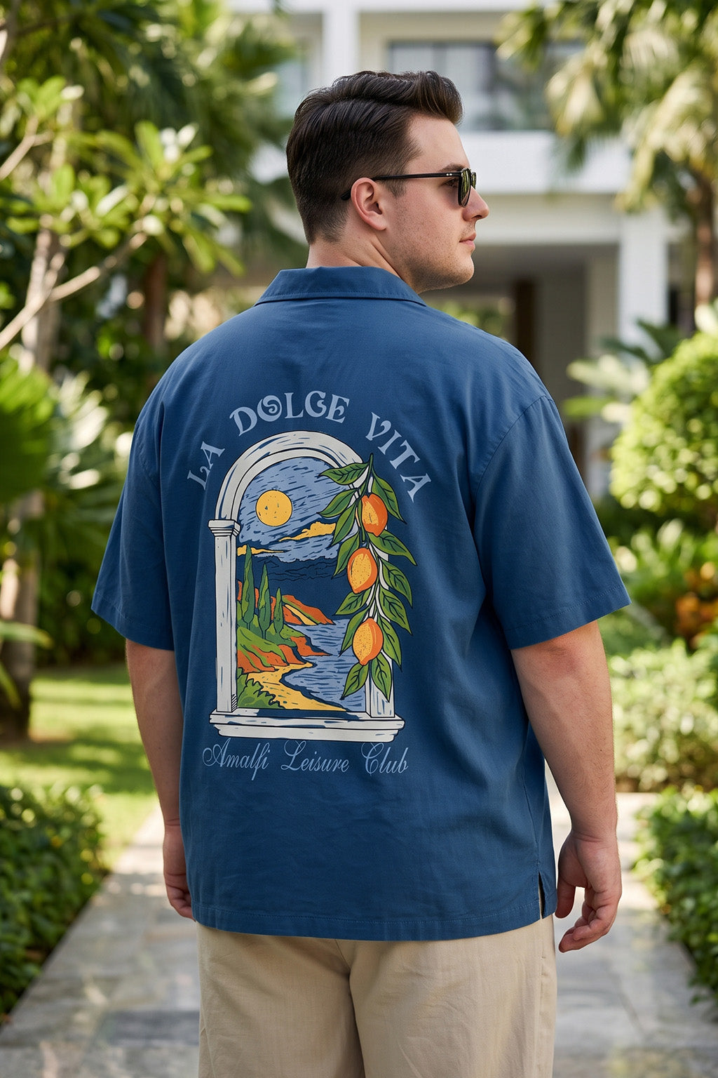La VIta Navy Plus Size Printed Exclusive Shirt
