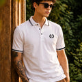 Imperial Crest Stripe Collar White Regular Fit Polo T-shirt