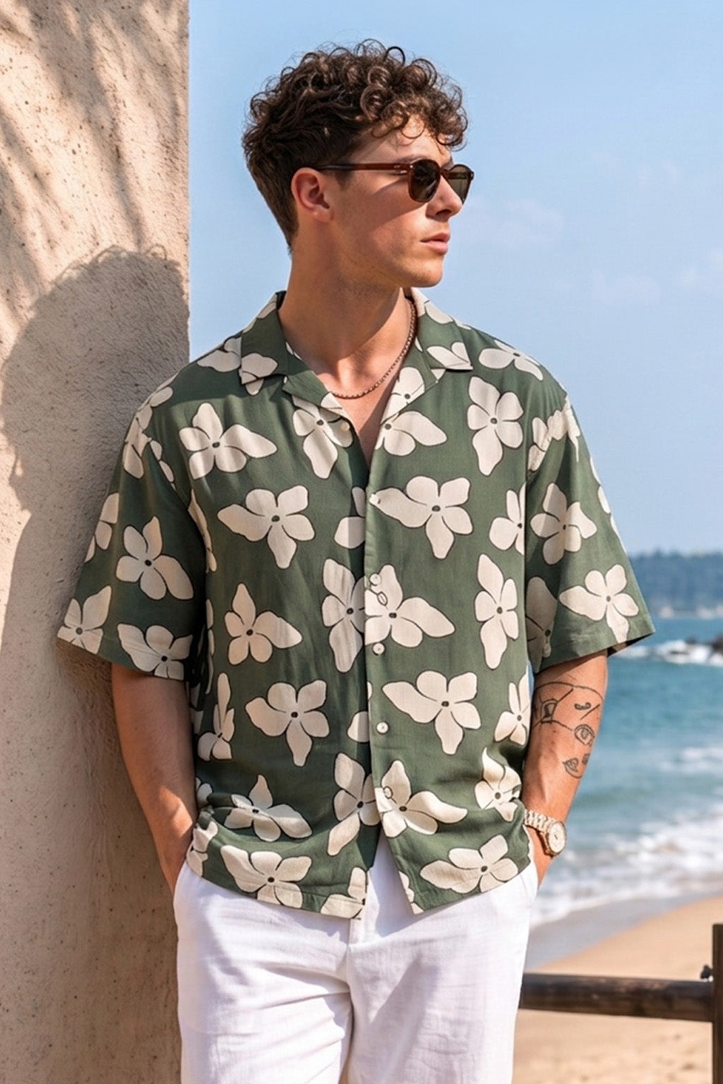 Palm Bloom Green All Over Printed Oversized Exclusive Shirt