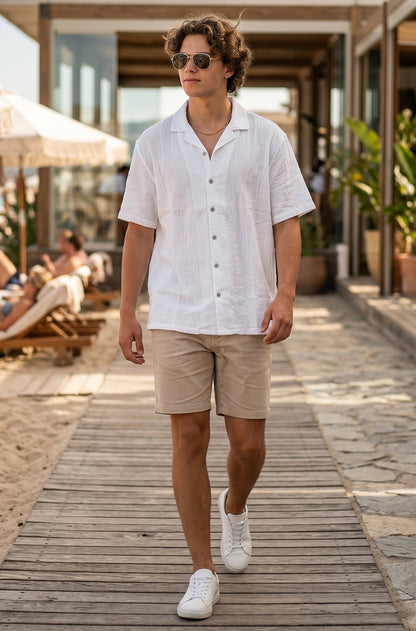 Feather Feel White Oversized Plain Double Layer Exclusive Cotton Shirt