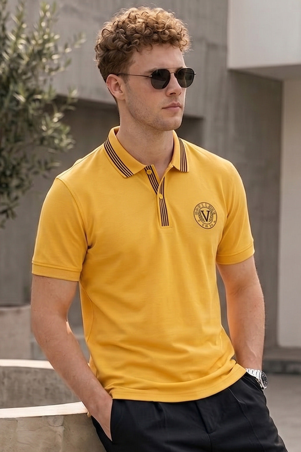 Veirdo City Yellow Regular Fit Pique Lycra Exclusive Polo T-Shirt