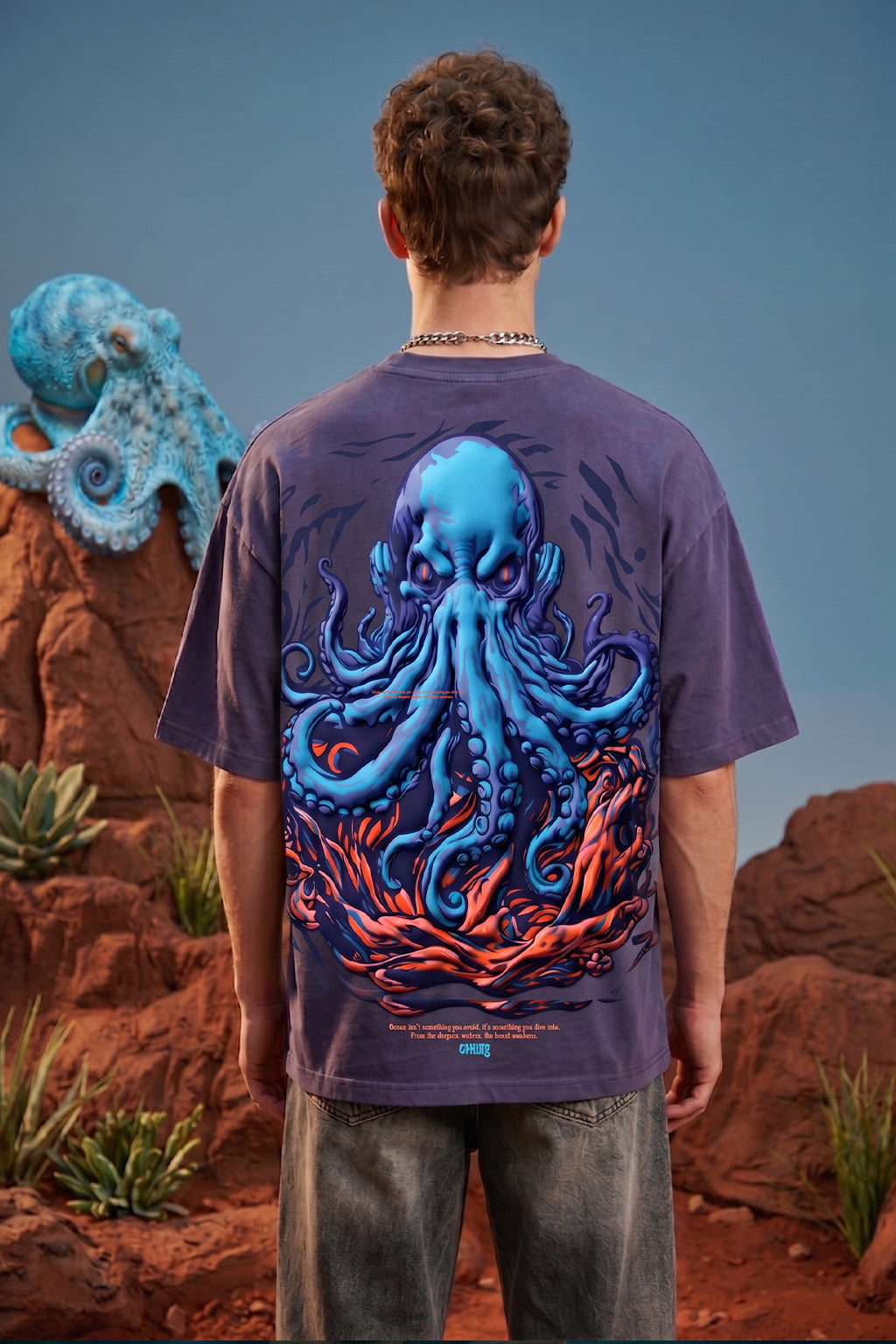 Octopus Blue 3D Puff Print Exclusive T-shirt Supreme Edition