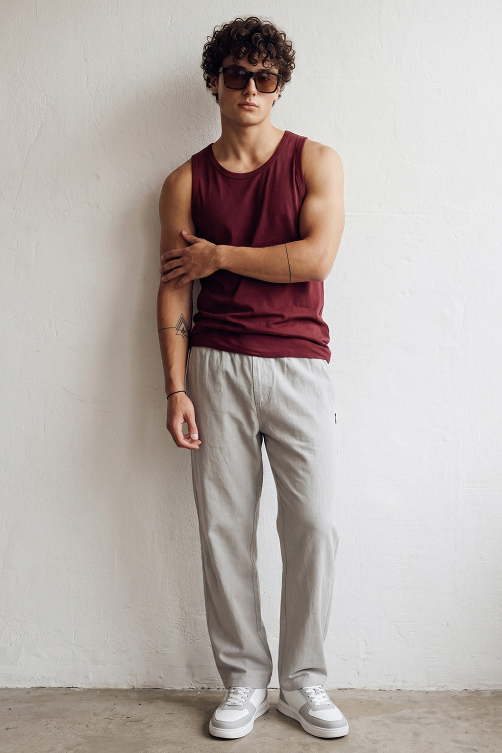 Maroon Plain Regular FIt Gym Vest