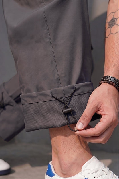 Dark Grey Relaxed Fit Nylon Exclusive Utility Cargo Jogger