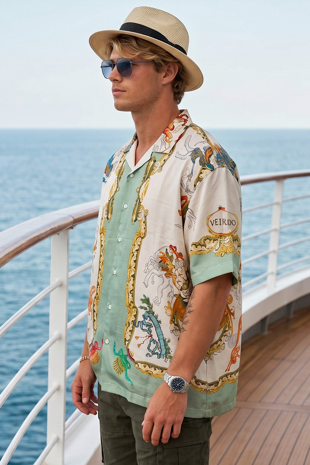 Royal Riviera Swanwhite All Over Print Oversized Exclusive Shirt