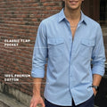 Sky Blue Plain Relaxed Fit Full Sleeve Dual Pocket Utility Exclusive Shirt