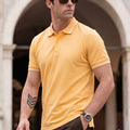 Yellow Bird Eye Pique Stripe Collar Regular Fit Tipping Polo T-shirt