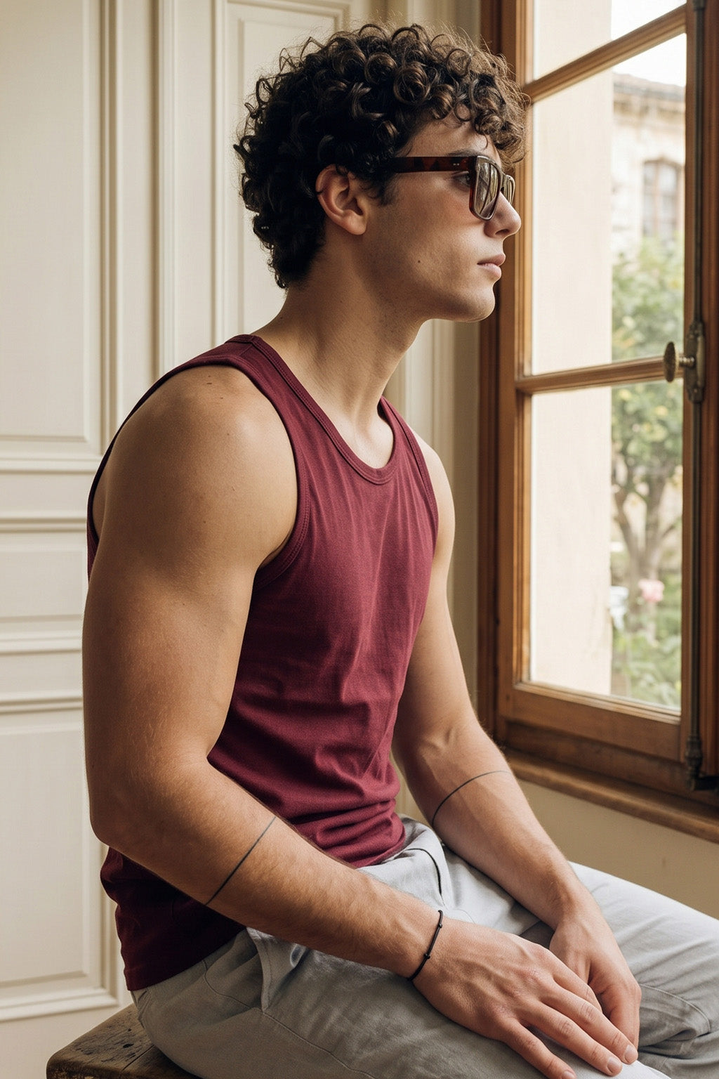 Maroon Plain Regular FIt Gym Vest
