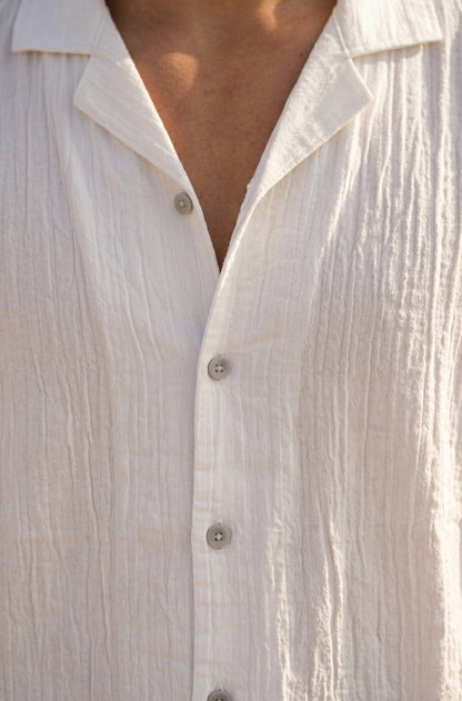 Feather Feel White Oversized Plain Double Layer Exclusive Cotton Shirt