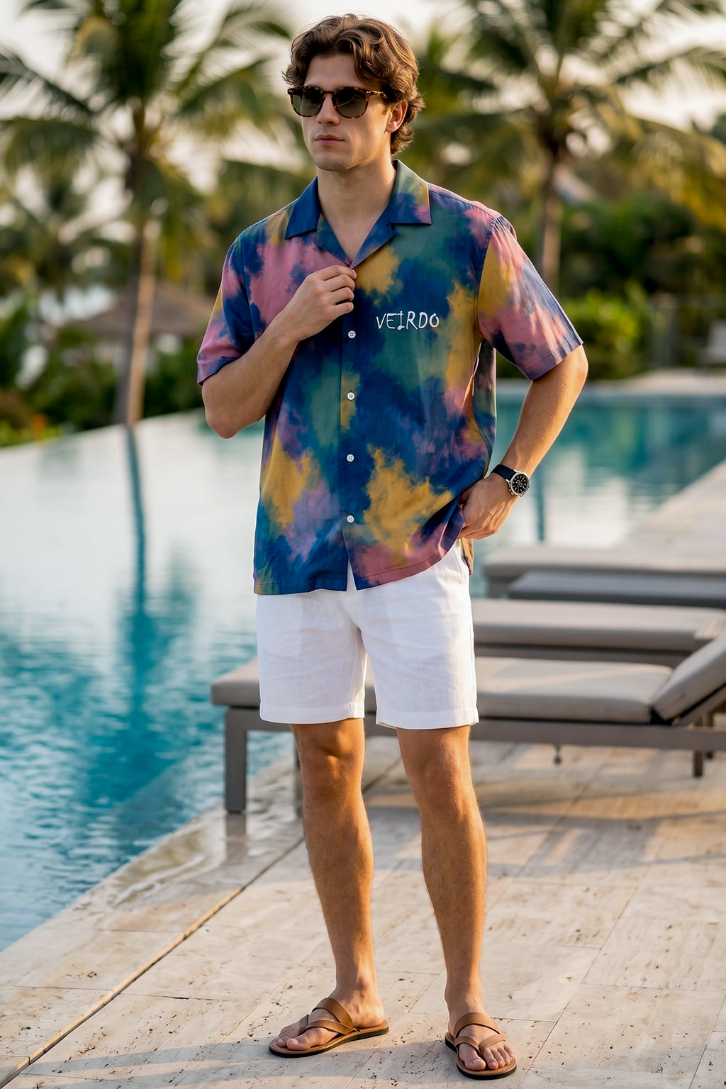 Midnight Tie-Dye Navy All Over Print Oversized Exclusive Shirt