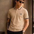 Imperial Crest Stripe Collar Swanwhite Regular Fit Polo T-shirt