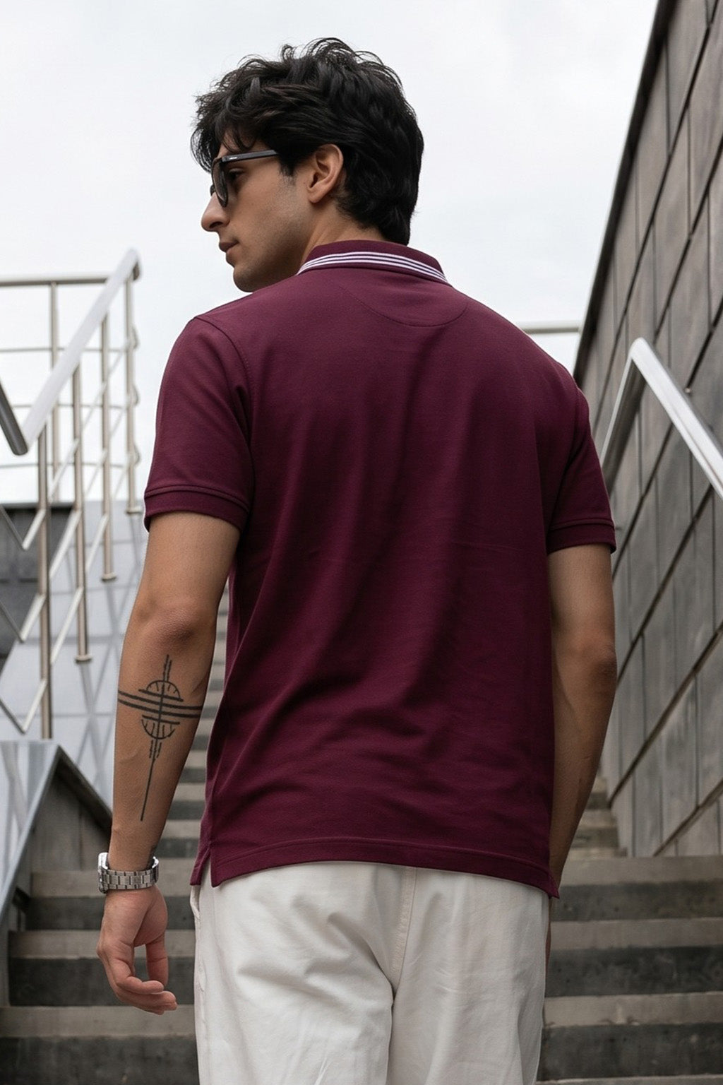 Veirdo City Aubergine Regular Fit Pique Lycra Exclusive Polo T-Shirt