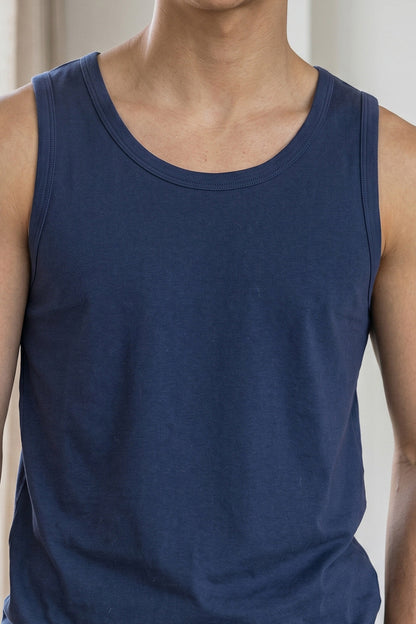 Navy Plain Regular FIt Gym Vest
