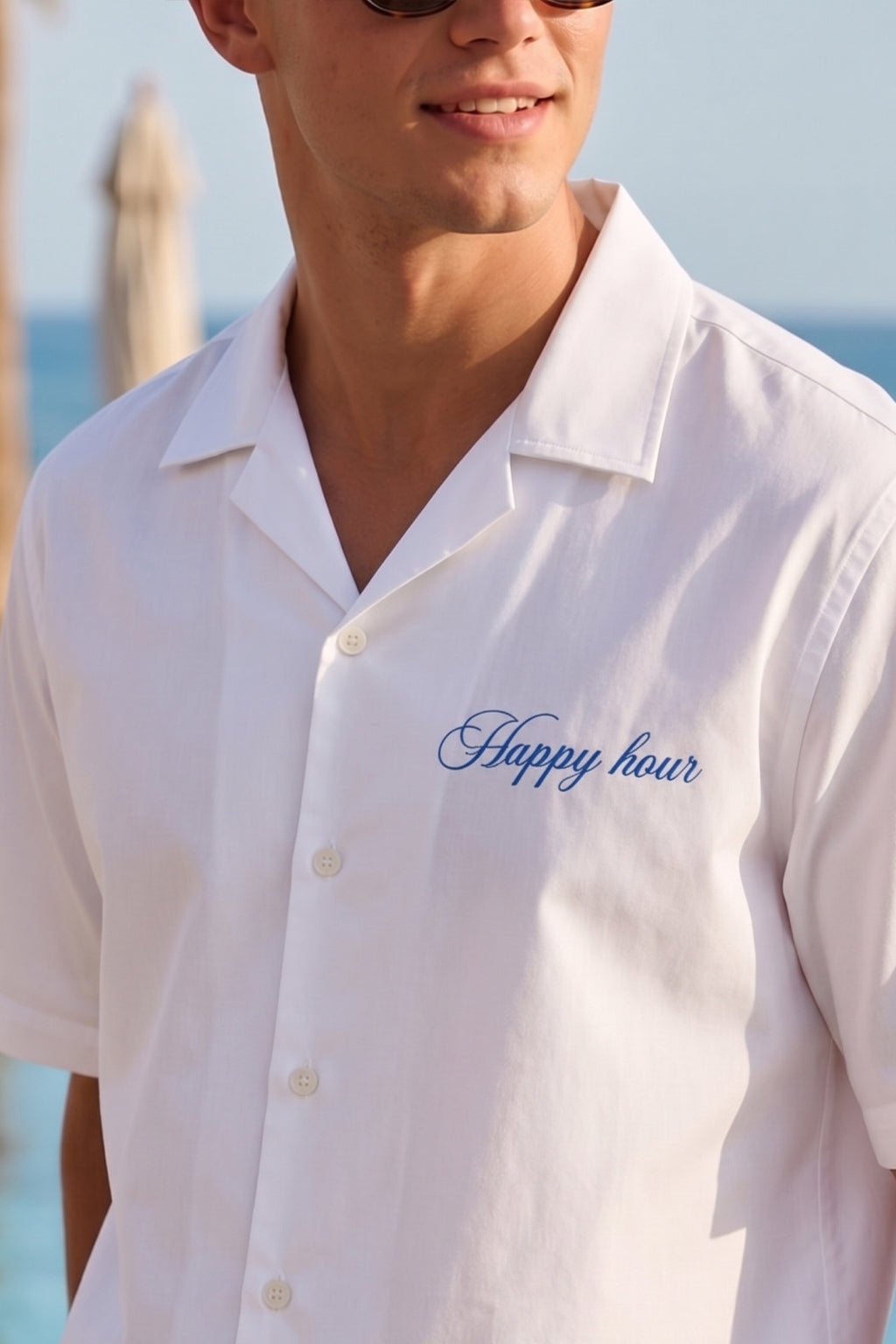Blue Lagoon White Oversized Printed Exclusive Shirt