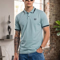 Imperial Crest Stripe Collar Light Blue Regular Fit Polo T-shirt