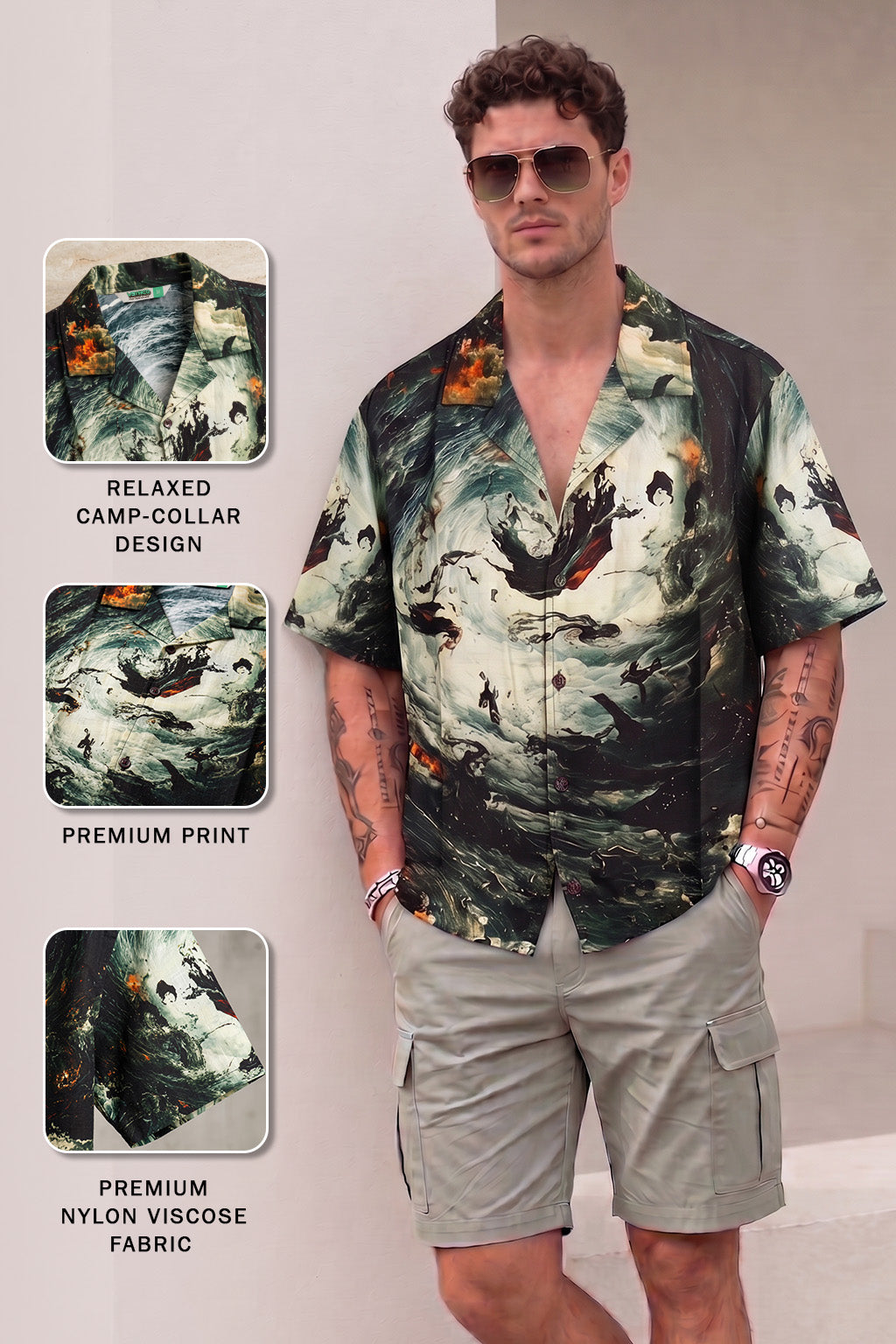 Shadow Tide Black All Over Print Oversized Exclusive Shirt