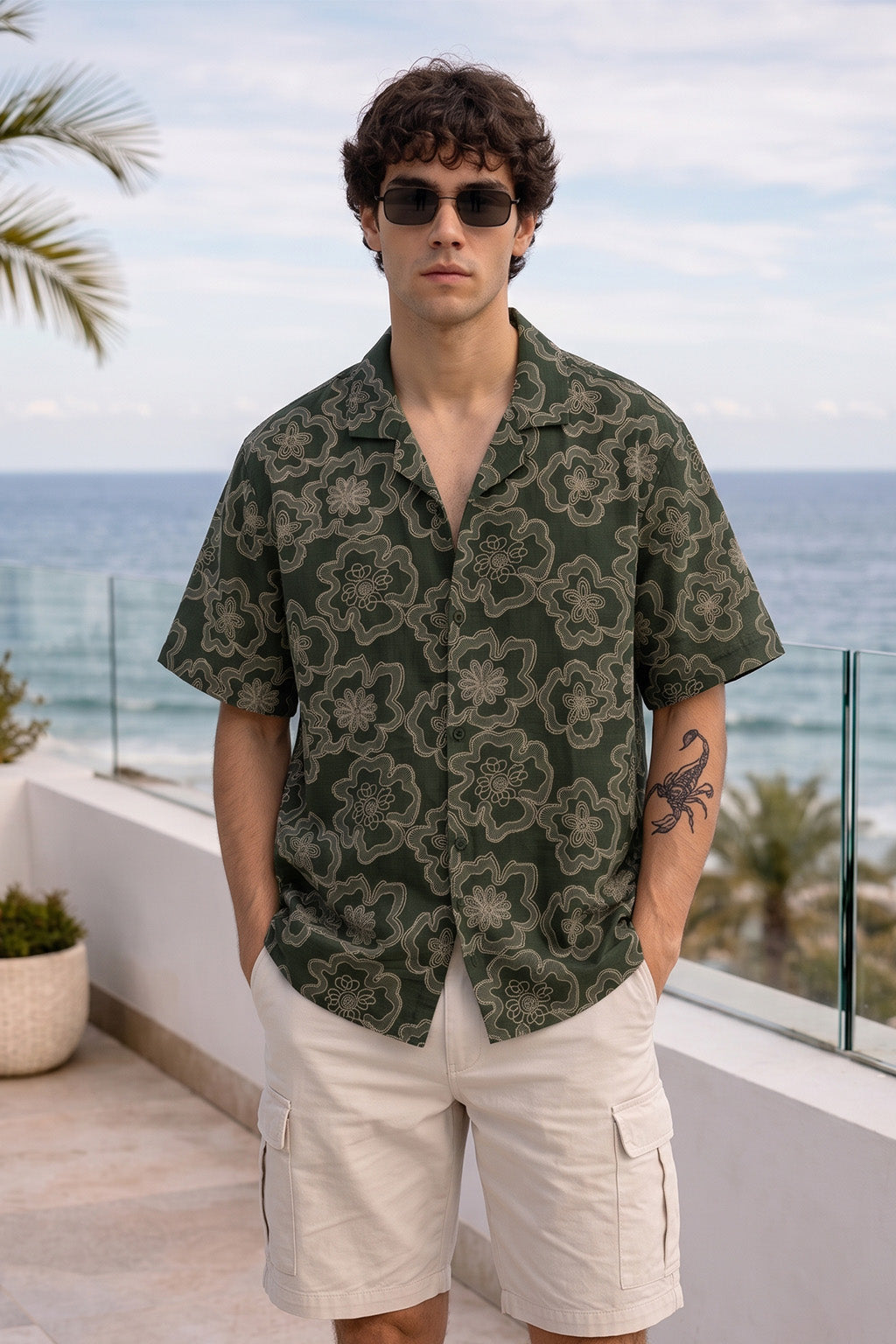 Vintage Olive All Over Printed Oversized Exclusive Shirt