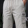 Veirdo Light Grey Minimal Cargo Shorts with Drawstring