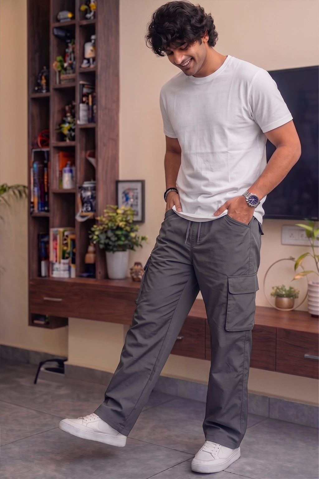 Dark Grey Relaxed Fit Nylon Exclusive Utility Cargo Jogger
