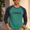 Veirdo Navy & Green Raglan Full Sleeve Printed T-shirt