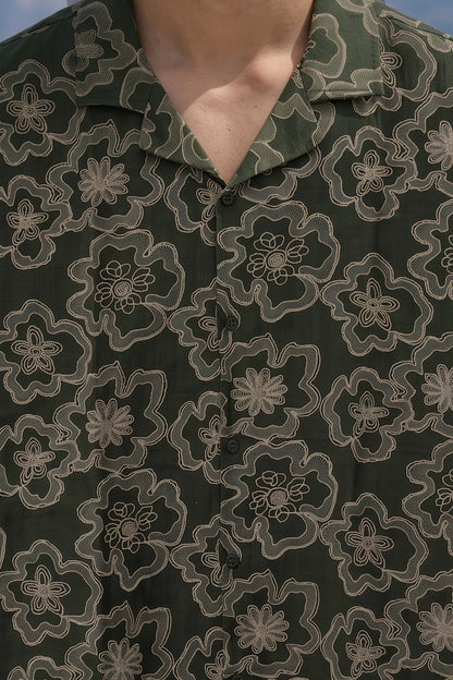 Vintage Olive All Over Printed Oversized Exclusive Shirt