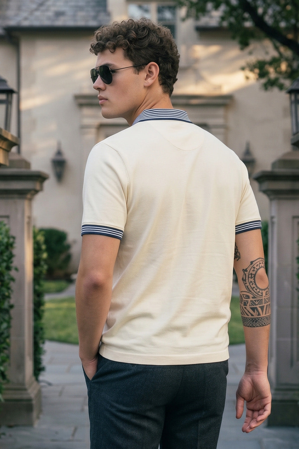 Swanwhite Stripped Collar Regular Fit Exclusive Pique Lycra Polo T-Shirt