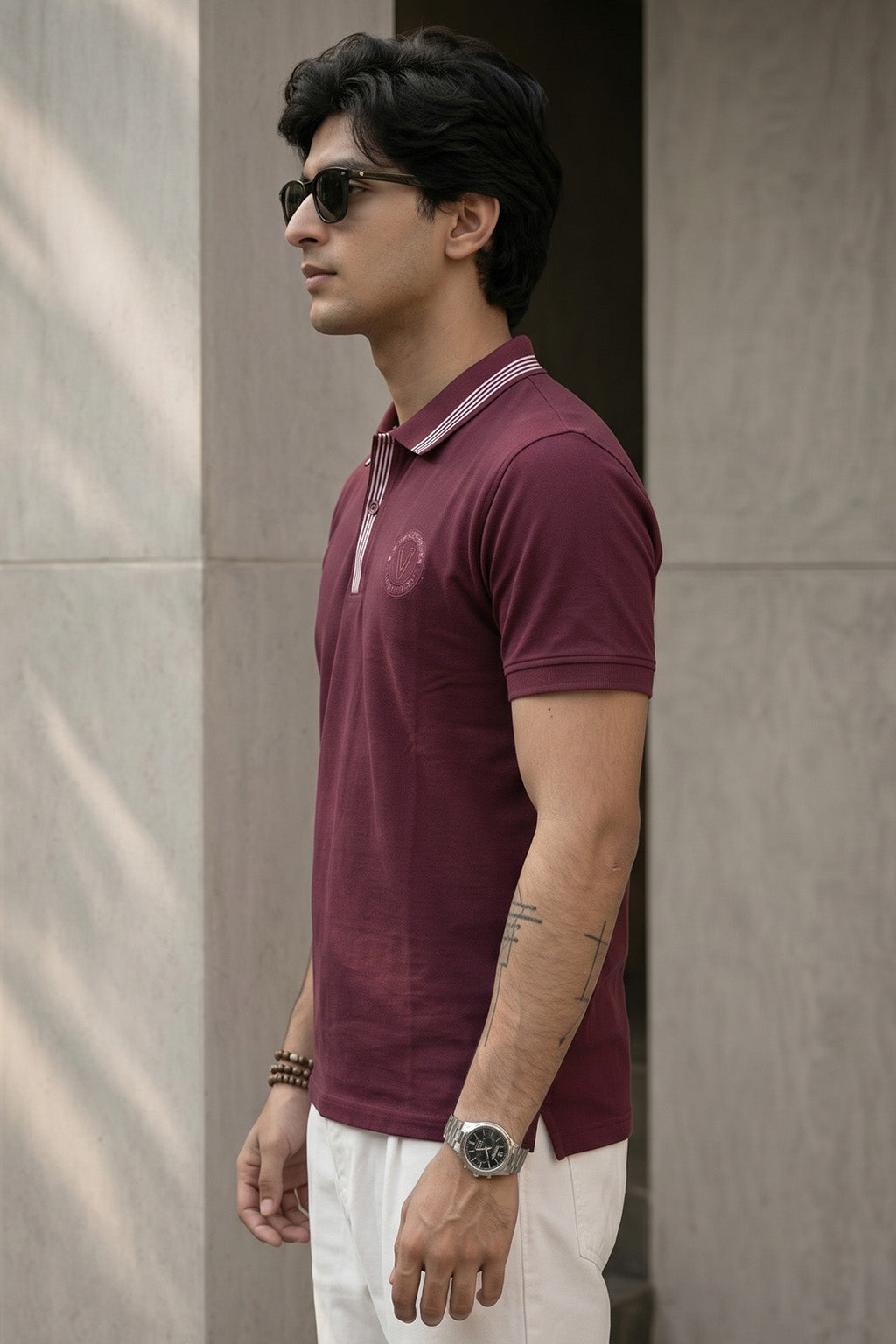 Veirdo City Aubergine Regular Fit Pique Lycra Exclusive Polo T-Shirt