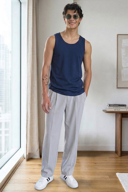 Navy Plain Regular FIt Gym Vest
