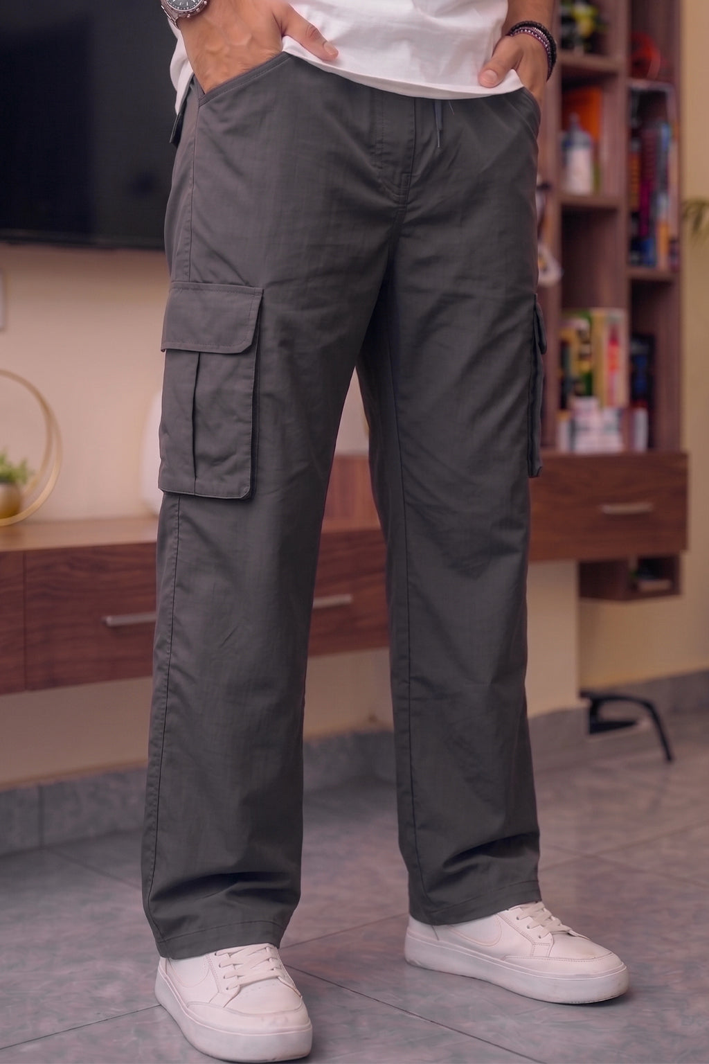 Dark Grey Relaxed Fit Nylon Exclusive Utility Cargo Jogger
