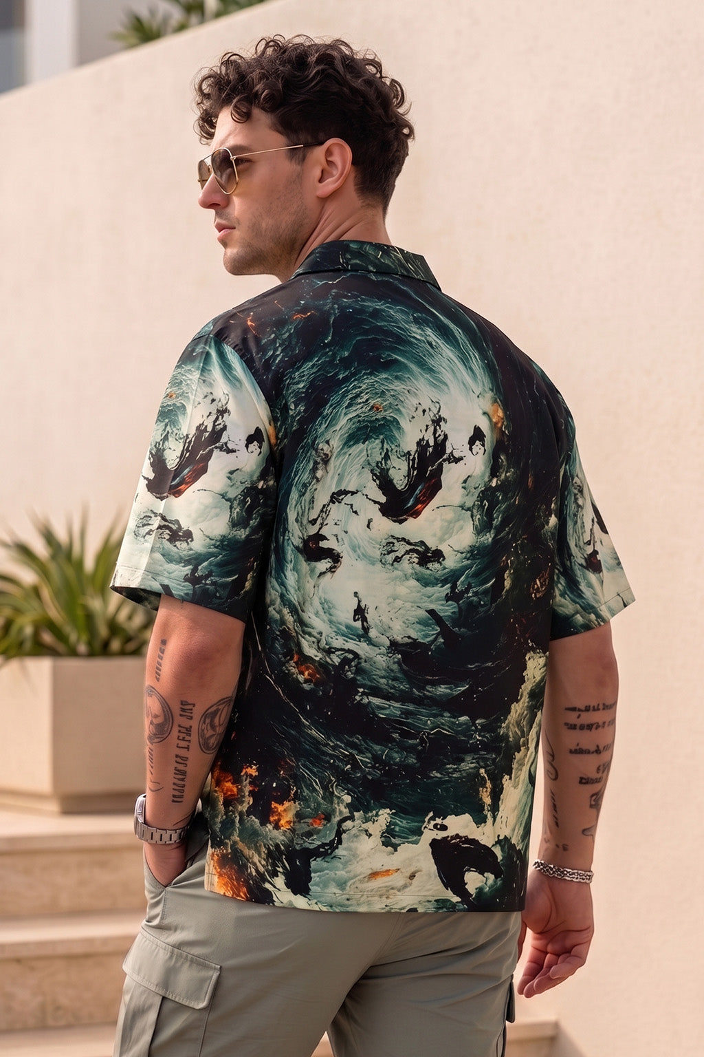 Shadow Tide Black All Over Print Oversized Exclusive Shirt