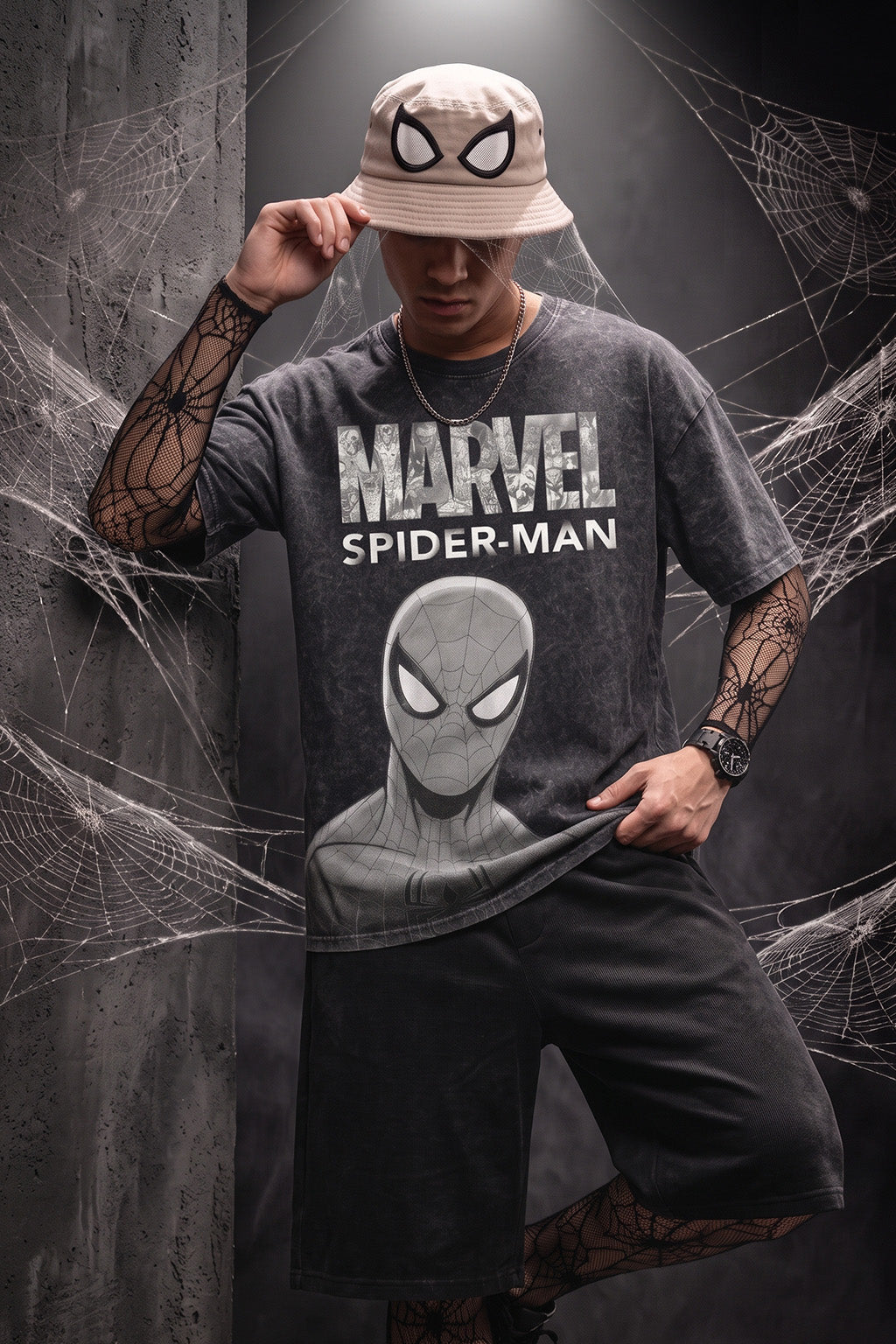 Spider-Man Web Warrior Black Acid Washed T-Shirt Supreme Edition