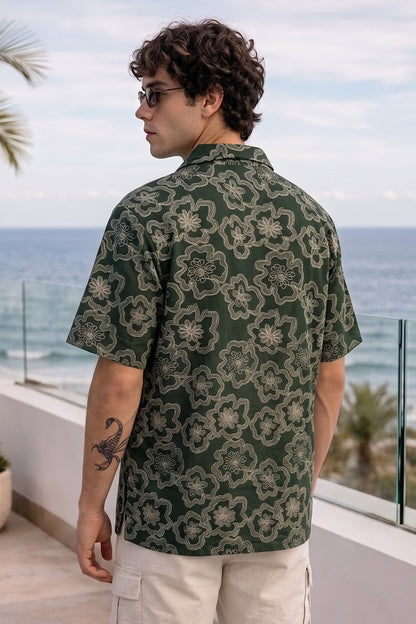 Vintage Olive All Over Printed Oversized Exclusive Shirt