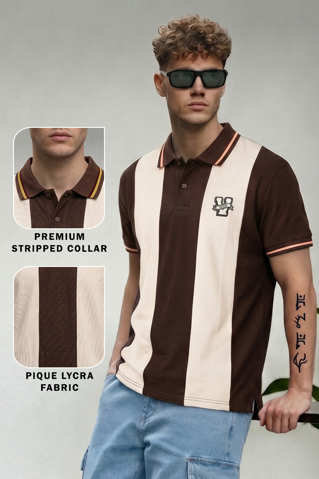 Chocolate Swanwhite Colorblock Regular Fit Exclusive Pique Lycra Polo T-Shirt