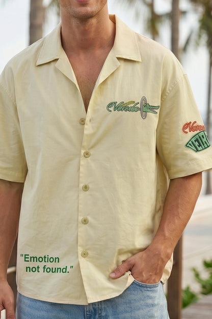 Crocodile Beige Oversized Printed Exclusive Shirt