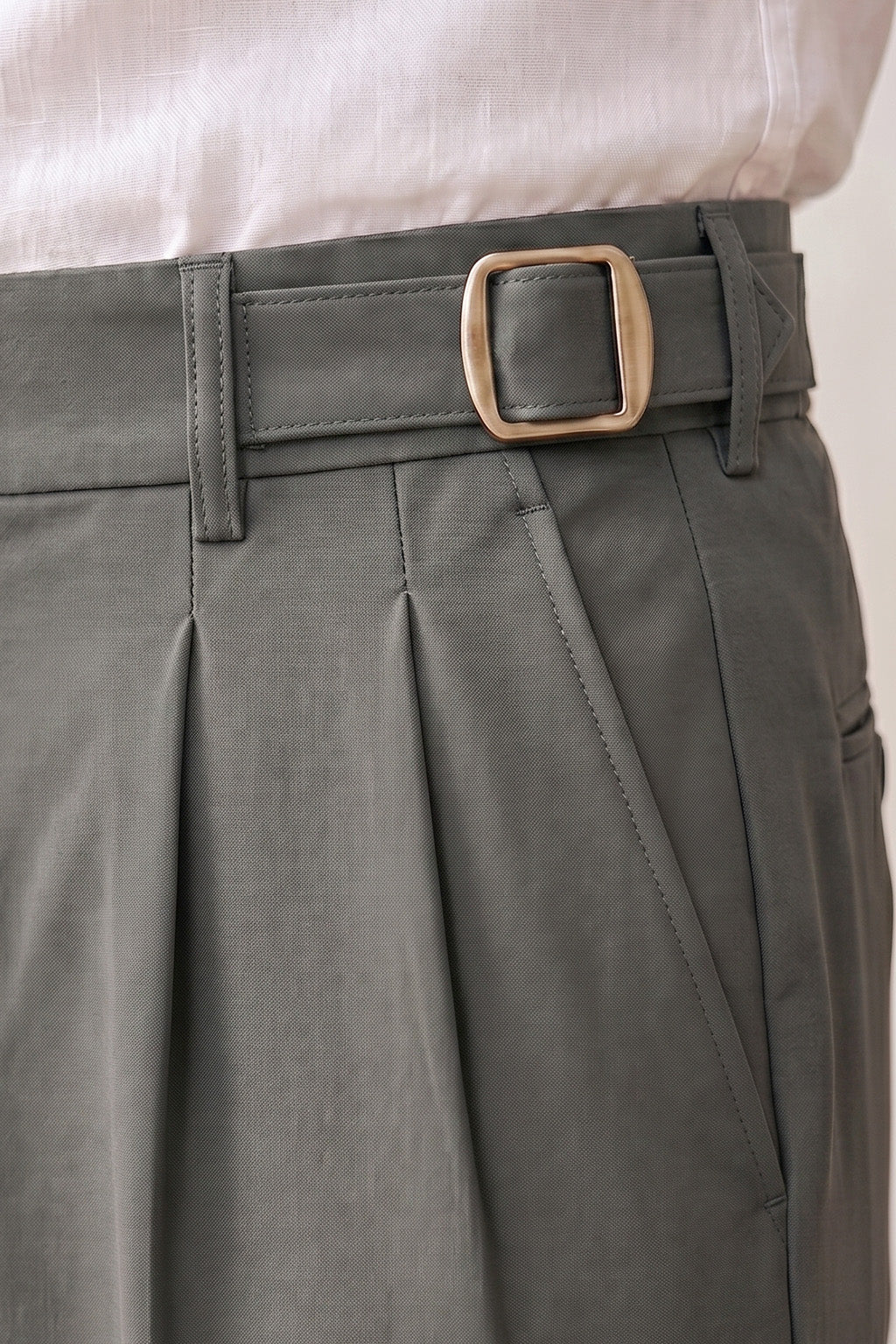 Grey Tailored Adjustable High-Waist Korean Pant
