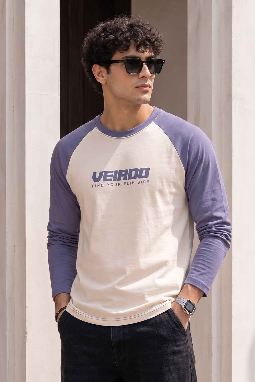 Veirdo Swanwhite & Future Dusk Raglan Full Sleeve Printed T-shirt